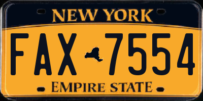 NY license plate FAX7554