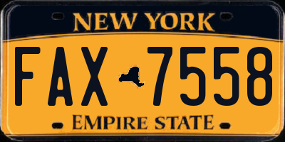 NY license plate FAX7558