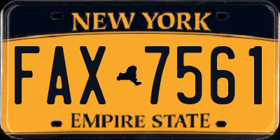 NY license plate FAX7561