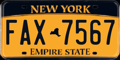 NY license plate FAX7567