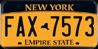 NY license plate FAX7573