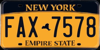 NY license plate FAX7578