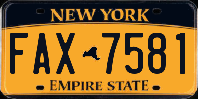 NY license plate FAX7581