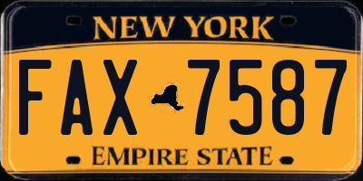 NY license plate FAX7587