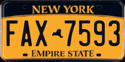 NY license plate FAX7593