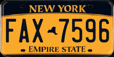 NY license plate FAX7596