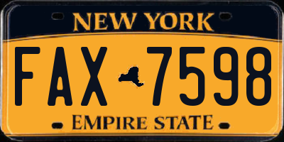 NY license plate FAX7598