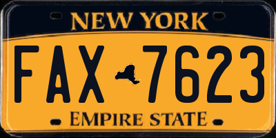 NY license plate FAX7623