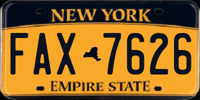 NY license plate FAX7626