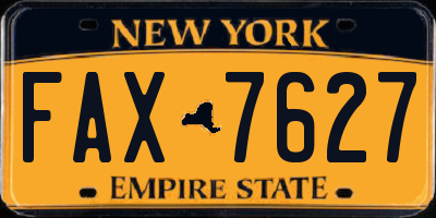 NY license plate FAX7627