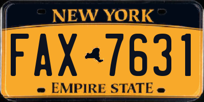 NY license plate FAX7631