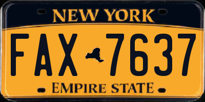 NY license plate FAX7637