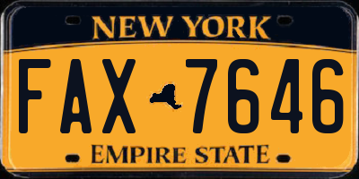 NY license plate FAX7646