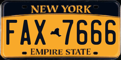NY license plate FAX7666