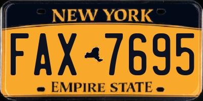 NY license plate FAX7695