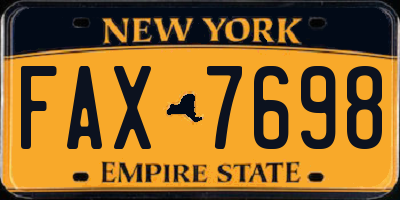 NY license plate FAX7698