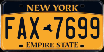 NY license plate FAX7699