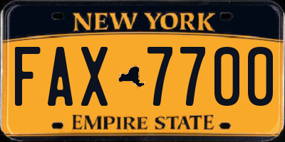 NY license plate FAX7700