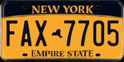 NY license plate FAX7705
