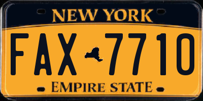 NY license plate FAX7710