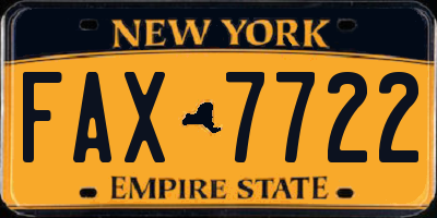 NY license plate FAX7722