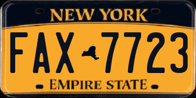 NY license plate FAX7723