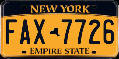 NY license plate FAX7726