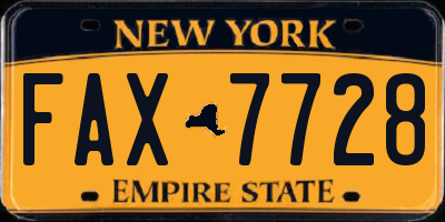 NY license plate FAX7728