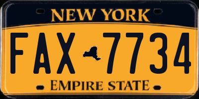 NY license plate FAX7734