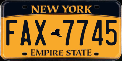 NY license plate FAX7745