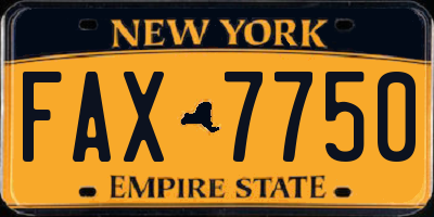 NY license plate FAX7750