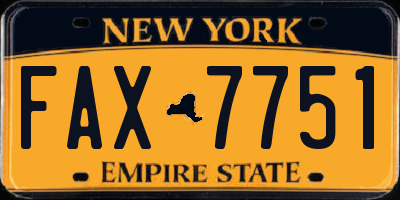 NY license plate FAX7751