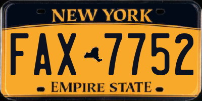 NY license plate FAX7752