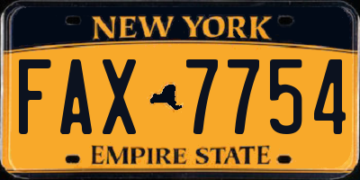 NY license plate FAX7754
