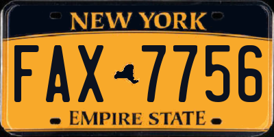 NY license plate FAX7756
