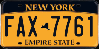 NY license plate FAX7761