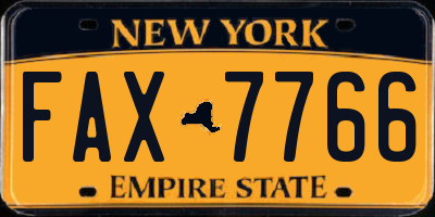 NY license plate FAX7766