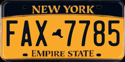 NY license plate FAX7785
