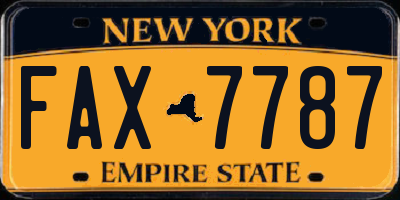 NY license plate FAX7787