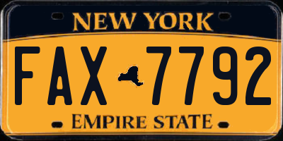 NY license plate FAX7792