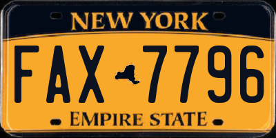 NY license plate FAX7796