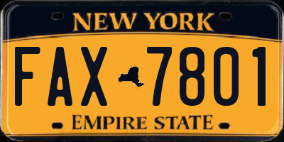 NY license plate FAX7801