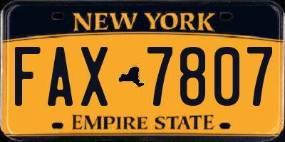 NY license plate FAX7807