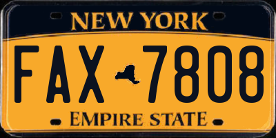 NY license plate FAX7808