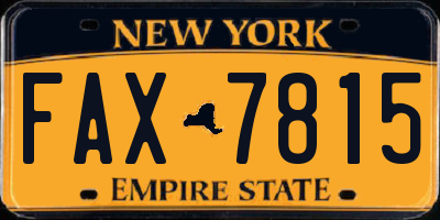 NY license plate FAX7815