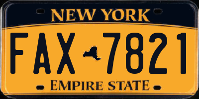 NY license plate FAX7821