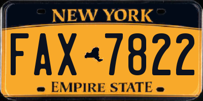 NY license plate FAX7822