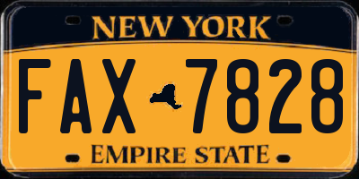 NY license plate FAX7828