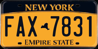 NY license plate FAX7831