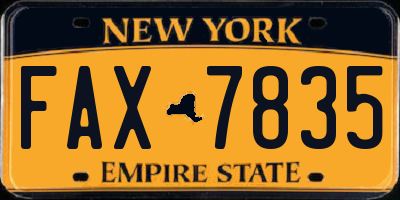 NY license plate FAX7835